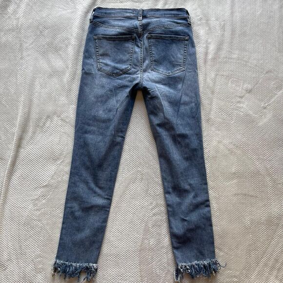 FREE PEOPLE DISTRESSED FRAYED HEM SKINNY JEANS - Picture 4 of 4